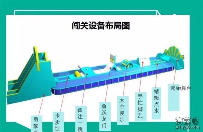 夏日充气水上冲关设备出租水上闯关租赁价格