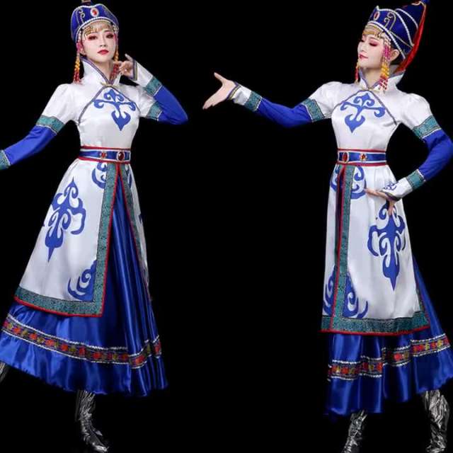 君晓天云新款蒙古舞蹈服装演出服女成人现代民族风草原内蒙古族洋装表演