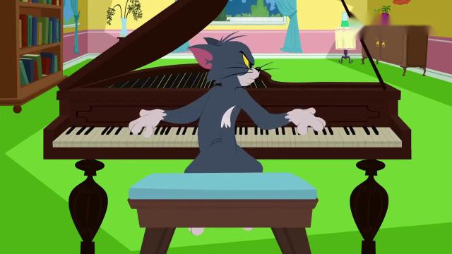 猫和老鼠：杰瑞跑进钢琴内，汤姆疯狂弹钢琴，这场演出真精彩